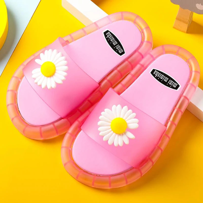 Chinelos infantis com LED para meninos e meninas
