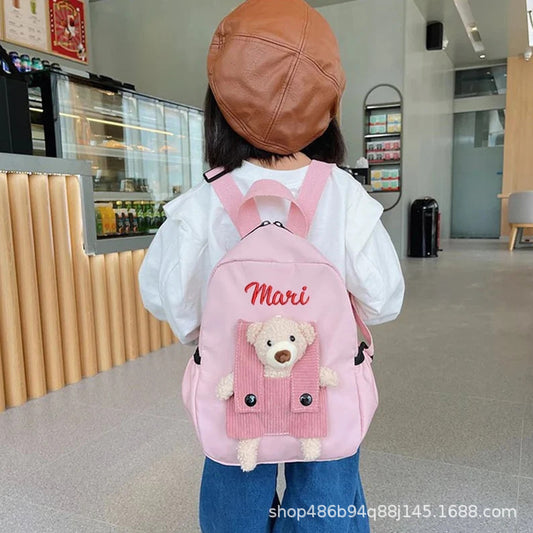 Mochila Infantil de Urso Bordada Personalizada