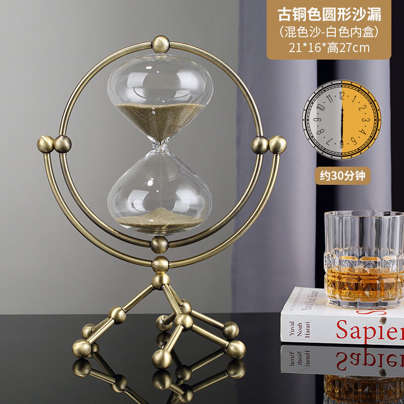 Cross-border new modern round hourglass 30-minute timer decoration boss office study decoration decoration